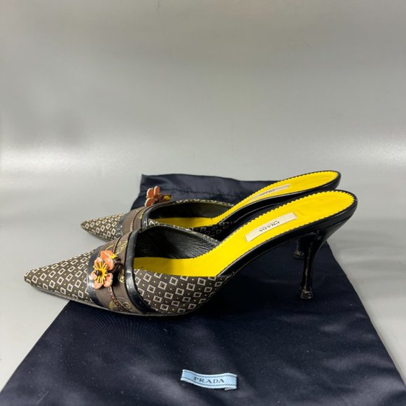 Authentic PRADA Flower Kimono Pointed Mules, Size 37 - Picture 6 of 14